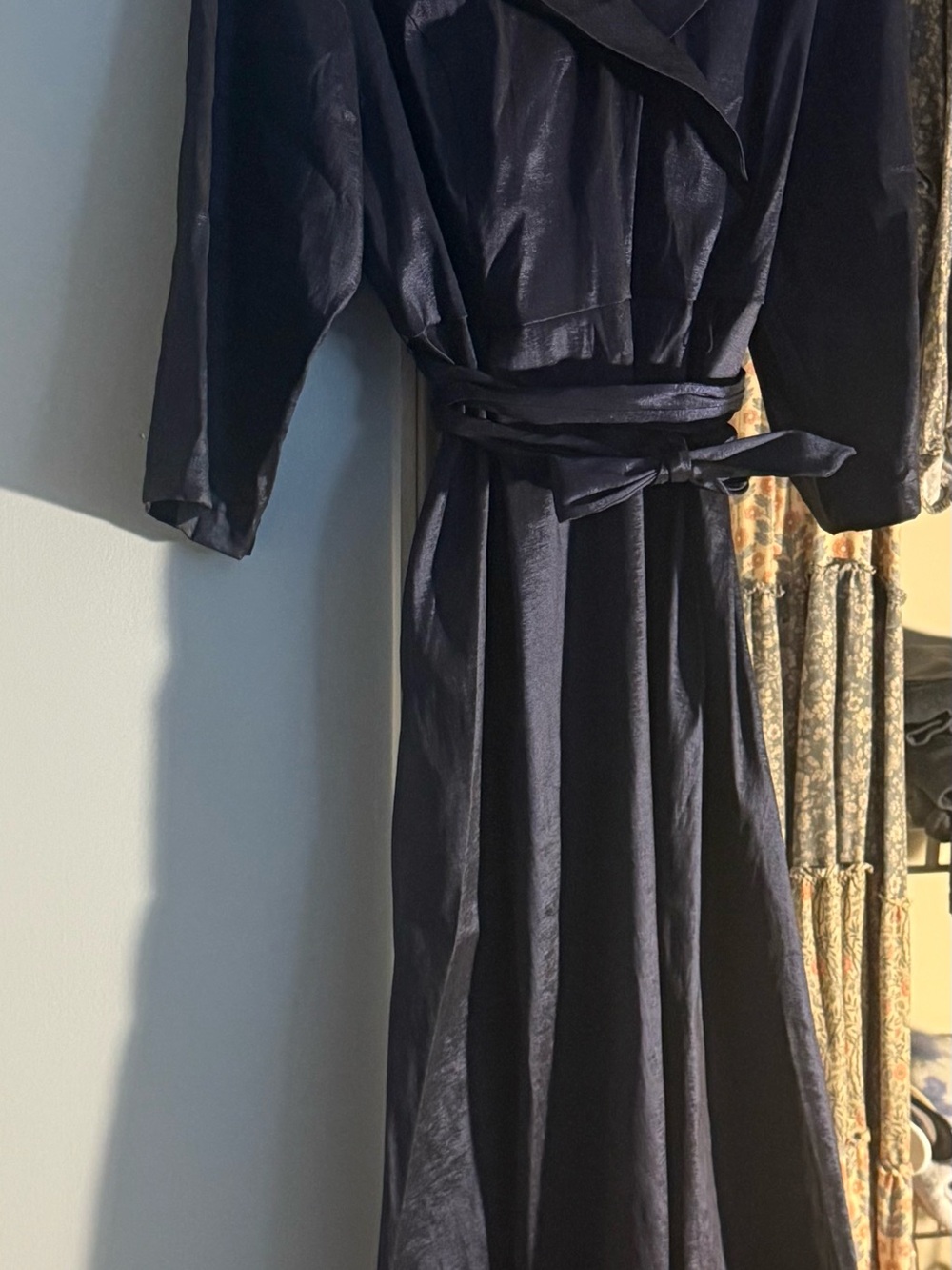 MSGLAMOR Navy Satin High-Low Maxi Dress – XXL